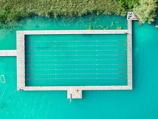 Swimming pool in Turquoise Lake, Faaker See 