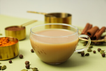 Traditional Indian hot drink with milk and spices - Masala tea