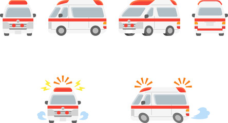 働く車・救急車　イラストセット © m-tsukasa