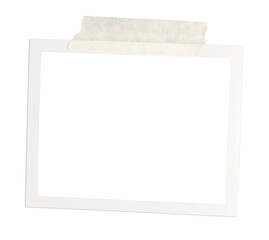 Vintage instant photo frame mockup with brown tape isolated on transparent background