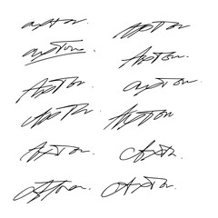 Signature Script for Documents. Transparent Background