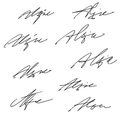 Signature Script for Documents. Transparent Background