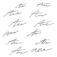 Signature Script for Documents. Transparent Background