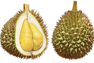 A durian. isolated object, transparent background - obrazy, fototapety, plakaty