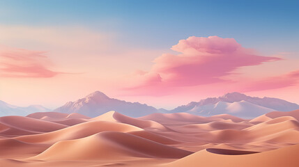 Abstract desert landscape, pink sky. AI generated