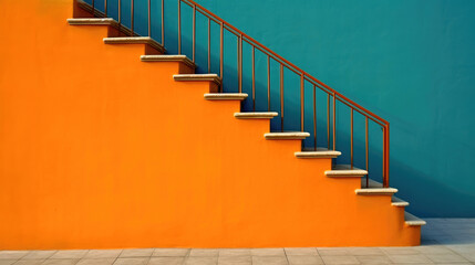 Orange and Blue Stairwell