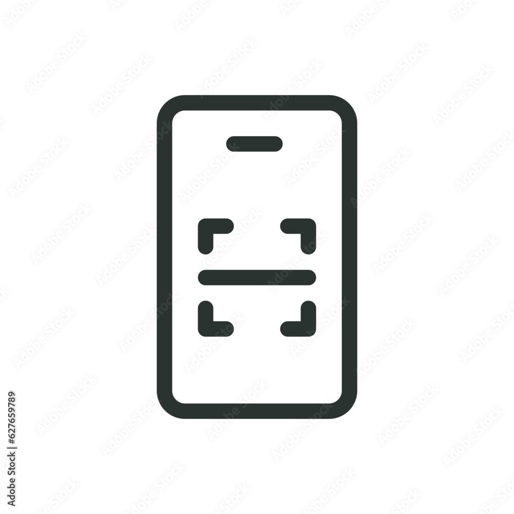 Poster scan qr code with mobile phone isolated icon, qr code smartphone scanner vector icon with editable s