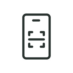 Scan QR code with mobile phone isolated icon, QR code smartphone scanner vector icon with editable stroke