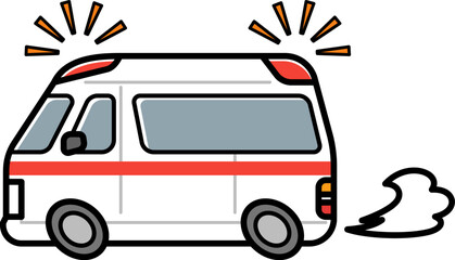 働く車・緊急走行する救急車　イラスト. © m-tsukasa