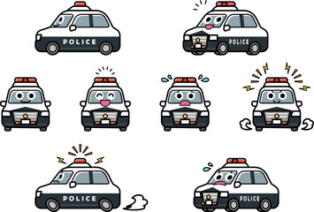 働く車・パトロールカー　イラストセット. © m-tsukasa
