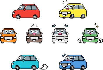様々な角度の自動車　イラストセット.