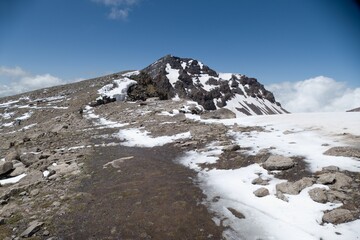 Fototapeta na wymiar hiking aragats the highest mountain in armenia