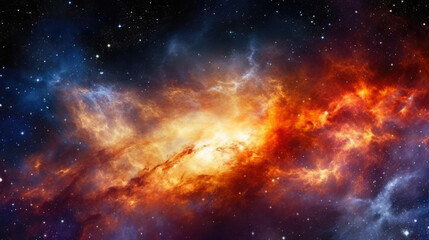 Fototapeta na wymiar Celestial Euphoria: Captivating Orange Nebula