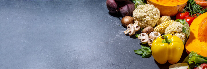 Autumn vegetables cooking background