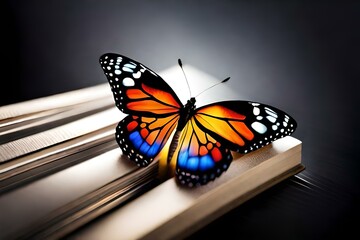 Fototapeta na wymiar butterfly on wooden piece , colorful butterfly , vector representation of butterfly 