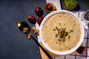 Homemade cream soup chestnut soup