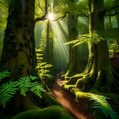 green forest in the jungle generative by Al technology