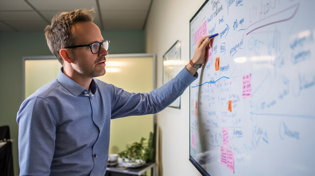 Businessman at whiteboard