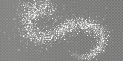 White scattering of small particles of sugar crystals, flying salt, top view of baking flour. White powder, powdered sugar explosion isolated on transparent light background. Vector illustration.
