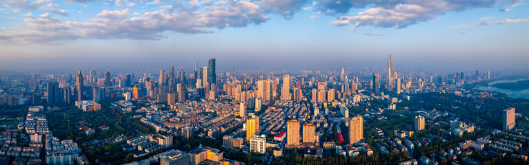 Fototapeta na wymiar Aerial view of the CBD in Xinjiekou, Nanjing Province, China