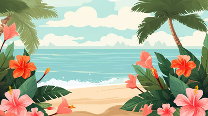 Fototapeta na wymiar beautiful lofi inspired hawaiian beach artwork, ai generated image