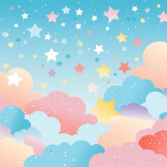 Vivid clouds. Colorful background with a star pattern. Beautiful illustration picture. Generative AI