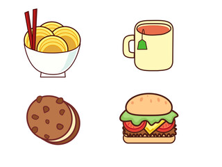 fast food icons set