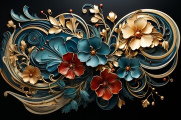 Art with flowers. Beautiful illustration picture. Generative AI