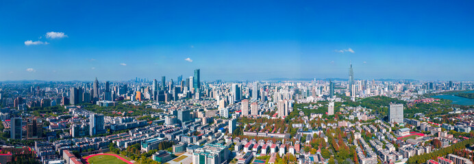 Obraz na płótnie Canvas Aerial view of the CBD in Xinjiekou, Nanjing Province, China