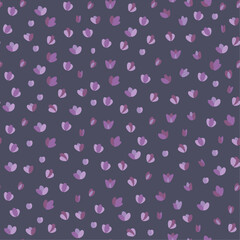 pattern with lilac flowers on a gray background