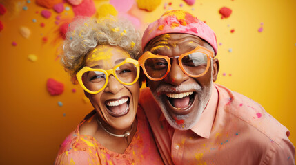 mood fun of senior African couple. concept color of life.