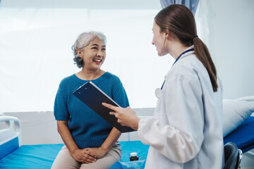Female doctor examined patient health peace of mind. Basic procedure for general examination,...