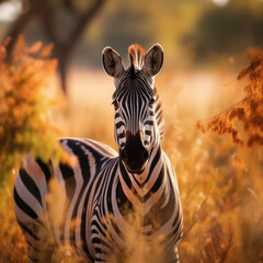 Naklejka premium Zebra, Wildlife Photography, Generative AI