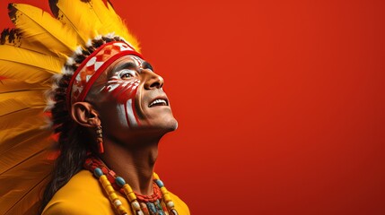 portrait of a person. native american man on color background.feelgood mood. colorful concept. 