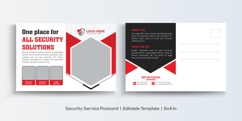Security Service company postcard design template. Corporate Business Postcard Template Design, Simple and Clean Modern Minimal Postcard Template, Business Postcard Layout