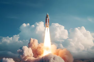 Foto op Plexiglas A rocket launching into space © Ployker