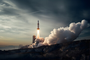 A rocket launching into space - Powered by Adobe