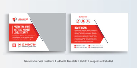 Security Service company postcard design template. Corporate Business Postcard Template Design, Simple and Clean Modern Minimal Postcard Template, Business Postcard Layout