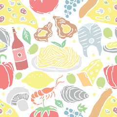 Italian food pattern. Seamless italian food background
