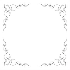 Elegant black and white monochrome ornamental border for greeting cards, banners, invitations. Vector frame for all sizes and formats. Isolated vector illustration.
