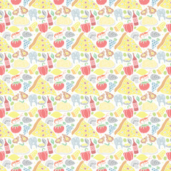 Italian food pattern. Seamless italian food background
