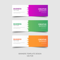web banners with brush strokes. Modern design for business, Vector illustration