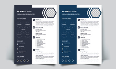 Modern and creative cv resume design template. Resume template for job applications. 