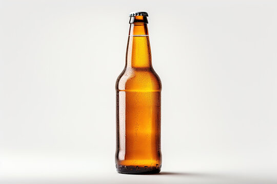 Beer bottle brown isolated on white background