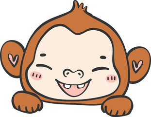 Baby  Monkey Cartoon Animal. Cheerful and Cute Wildlife Character