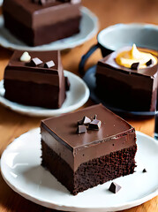 Realistic chocolate dessert neutral color palette warm