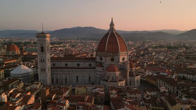 Aerial view of Florenze at sunrise Italy