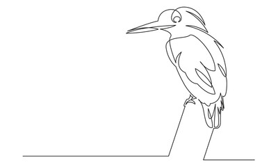 Obraz premium Continuous line bird drawing sitting .white background for decorative element.Doodle vector illustration Line art, outline.Single line art vector design illustration