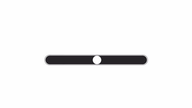 Moving side to side slider bw loading bar animation. Volume slider. Progress indicator outline 2D cartoon element 4K video loading motion graphic. Dark animated process indicator gif isolated on white