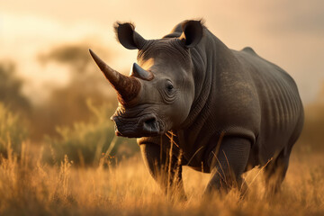 Obraz premium Rhino, Wildlife Photography, Generative AI